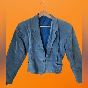 WOMENS SUEDE BLUE FRINGE JACKET
